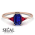 Emerald Cut Sapphire With Triangles Ring - Remi No. 59 image 4