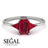 Emerald Cut Ruby With Triangles Ring - Remi No. 57 image 4