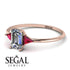Emerald Cut Diamond With Triangles Ring - Remi No. 47 image 3