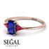 Emerald Cut Sapphire With Triangles Ring - Remi No. 59 image 3