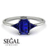 Emerald Cut Sapphire With Triangles Ring - Remi No. 75 image 4