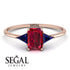Emerald Cut Ruby With Triangles Ring - Remi No. 71 image 4