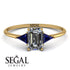 Emerald Cut Diamond With Triangles Ring - Remi No. 61 image 4
