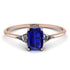 Emerald Cut Sapphire With Triangles Ring - Remi No. 14 image 1
