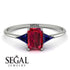 Emerald Cut Ruby With Triangles Ring - Remi No. 72 image 4