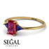 Emerald Cut Ruby With Triangles Ring - Remi No. 70 image 3