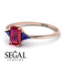 Emerald Cut Ruby With Triangles Ring - Remi No. 71 image 3