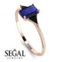 Emerald Cut Sapphire With Triangles Ring - Remi No. 44 image 2
