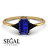 Emerald Cut Sapphire With Triangles Ring - Remi No. 43 image 4