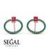 Emerald Cut Circle Ruby Earrings - Oaklyn No. 26 image 10