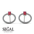 Emerald Cut Circle Ruby Earrings - Oaklyn No. 12 image 10