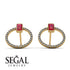 Emerald Cut Circle Ruby Earrings - Oaklyn No. 10 image 10