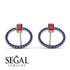 Emerald Cut Circle Ruby Earrings - Oaklyn No. 72 image 10