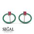 Emerald Cut Circle Ruby Earrings - Oaklyn No. 27 image 10