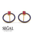 Emerald Cut Circle Ruby Earrings - Oaklyn No. 70 image 10