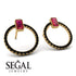 Emerald Cut Circle Ruby Earrings - Oaklyn No. 40 image 2
