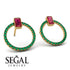 Emerald Cut Circle Ruby Earrings - Oaklyn No. 25 image 2