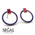 Emerald Cut Circle Ruby Earrings - Oaklyn No. 71 image 2