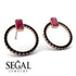 Emerald Cut Circle Ruby Earrings - Oaklyn No. 41 image 2