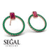 Emerald Cut Circle Ruby Earrings - Oaklyn No. 26 image 2