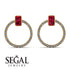 Emerald Cut Circle Ruby Earrings - Oaklyn No. 10 image 3