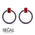 Emerald Cut Circle Ruby Earrings - Oaklyn No. 70 image 3