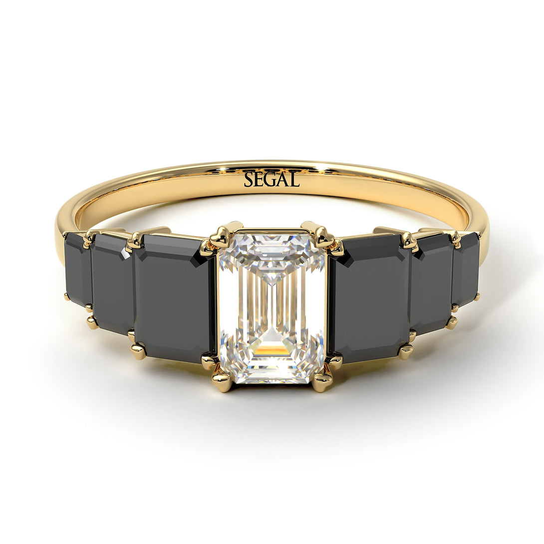 Emerald Cut Diamond Geometrical Ring - Briella No. 31