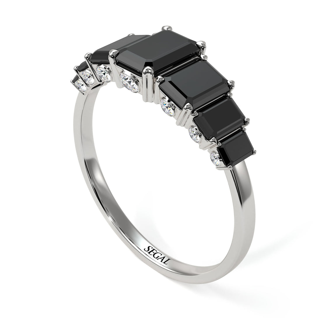 Emerald Cut Black Diamond Ring With Hidden Black Diamonds - Brynlee No. 9