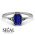 Emerald Cut Sapphire With Triangles Ring - Remi No. 15 image 4
