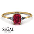 Emerald Cut Ruby With Triangles Ring - Remi No. 10 image 4