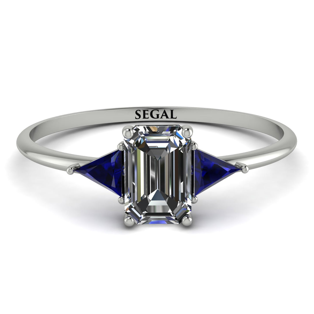 Emerald Cut Diamond With Triangles Ring - Remi No. 63