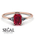 Emerald Cut Ruby With Triangles Ring - Remi No. 11 image 4