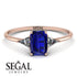 Emerald Cut Sapphire With Triangles Ring - Remi No. 14 image 4