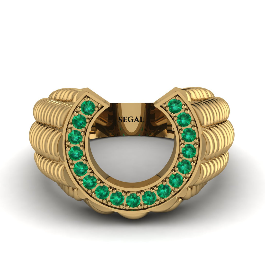 Emerald Men Horseshoe Luck Ring - Gerald No. 4