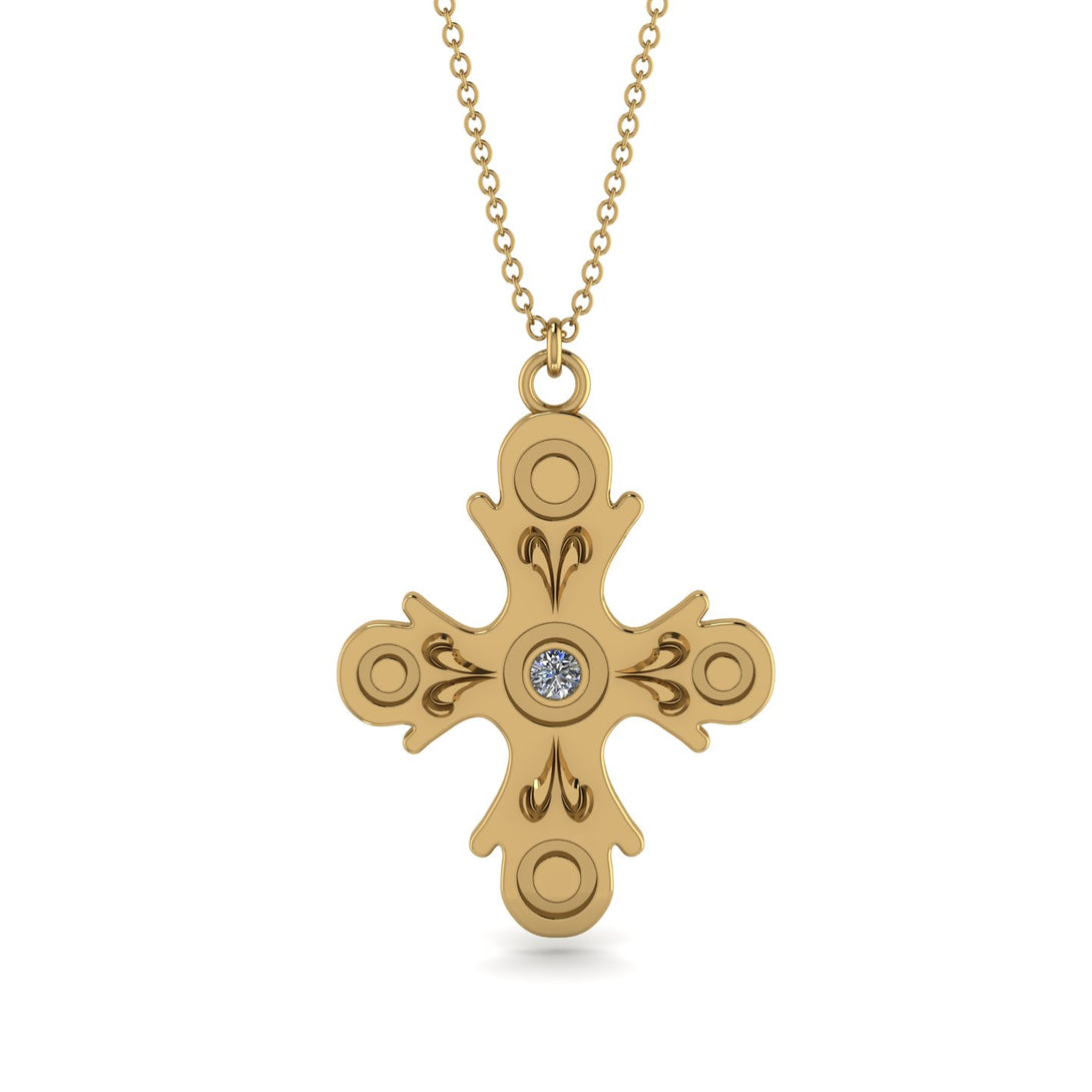 Equilateral Round Diamond Cross Amulet - Asher No. 1