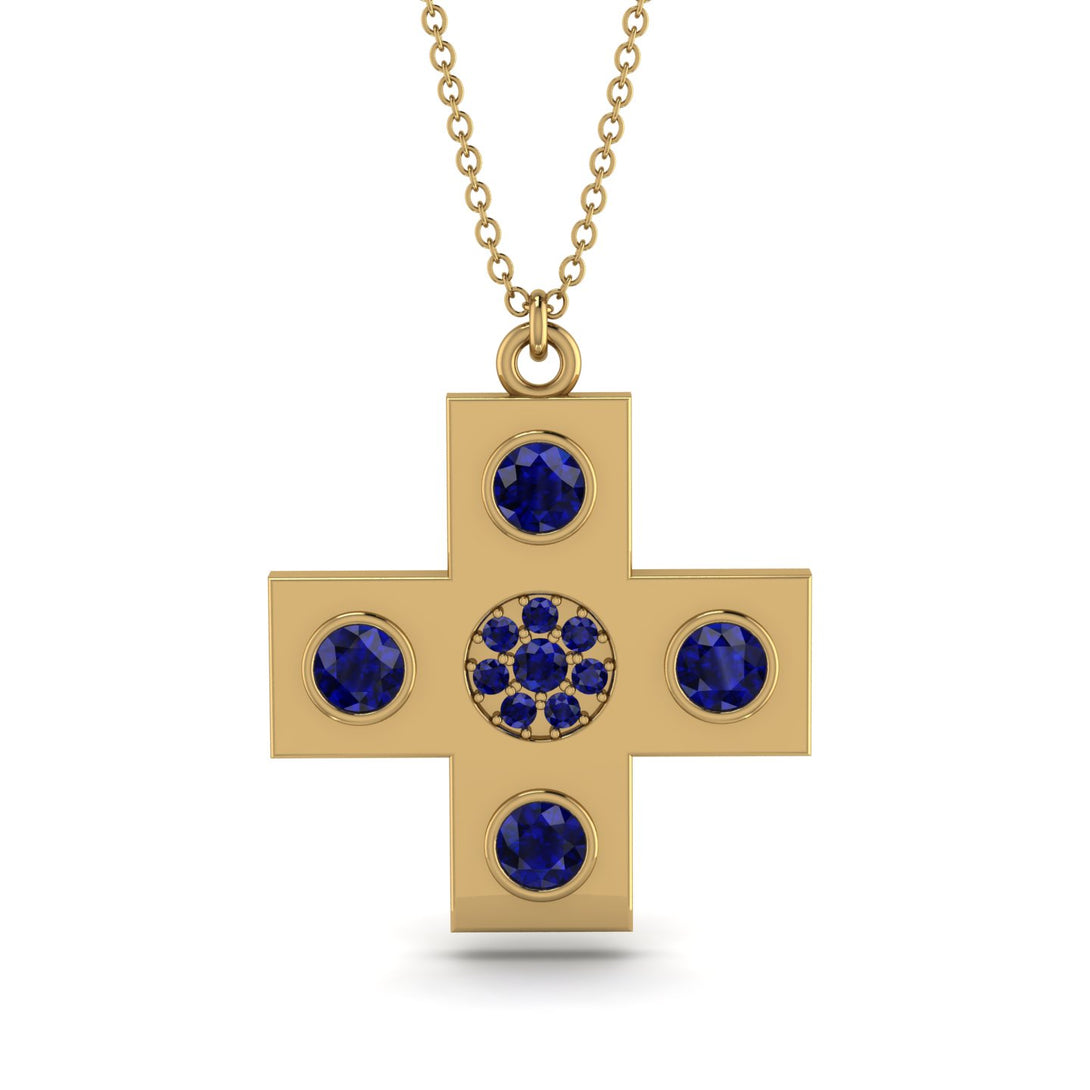 Equilateral Sapphire Cross Necklace - Jayce No. 13