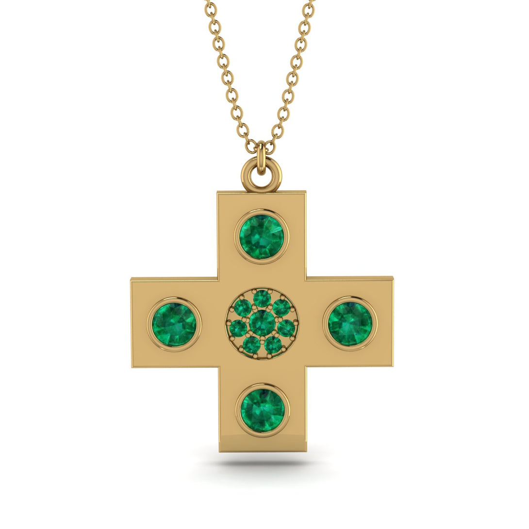 Equilateral Emerald Cross Necklace - Jayce No. 4
