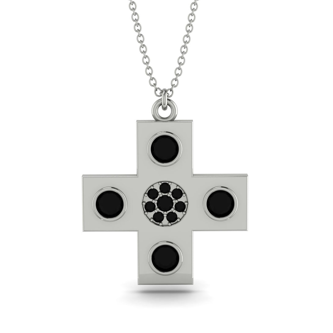 Equilateral Black Diamond Cross Necklace - Jayce No. 9