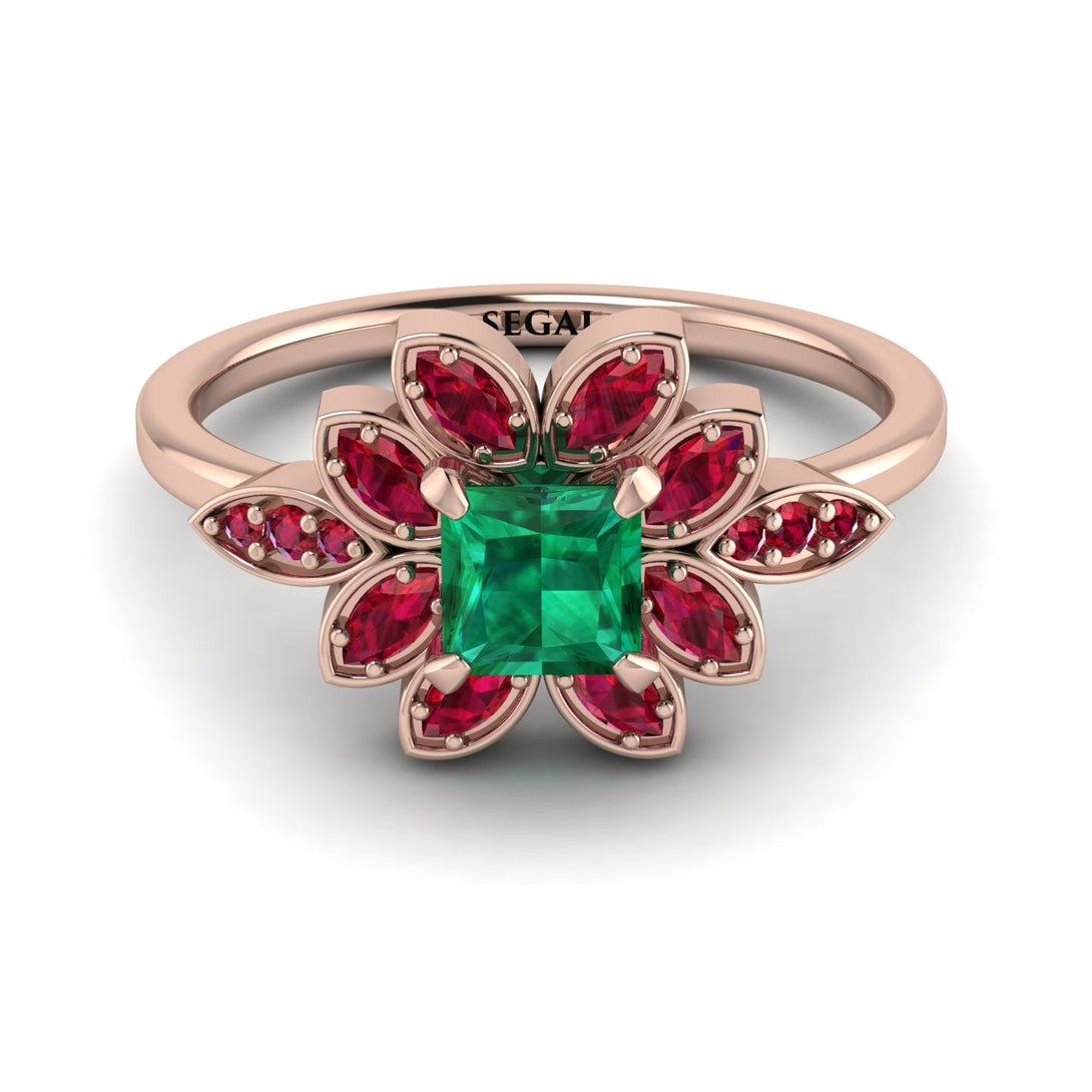 Floral Nature Inspired Emerald Ring - Carol No. 50