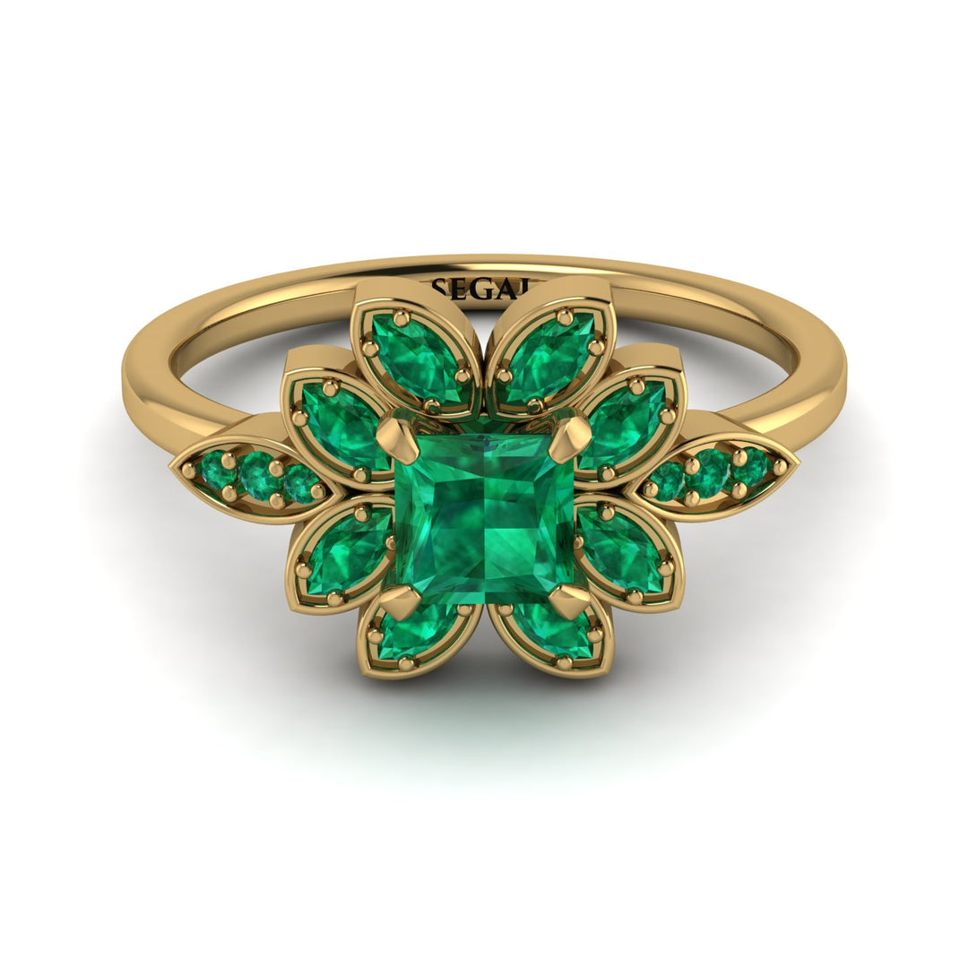 Floral Nature Inspired Emerald Ring - Carol No. 19