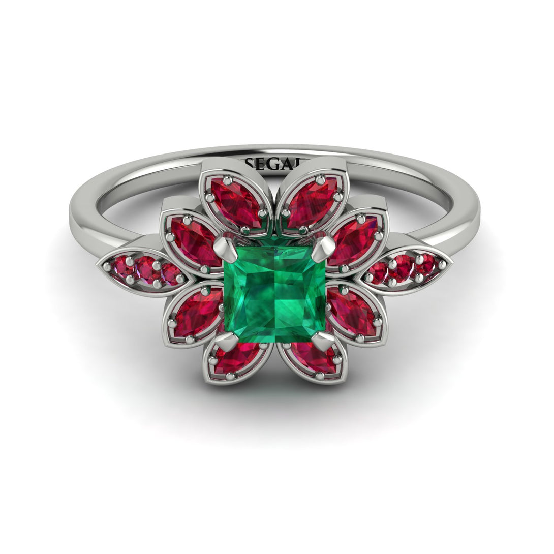 Floral Nature Inspired Emerald Ring - Carol No. 51