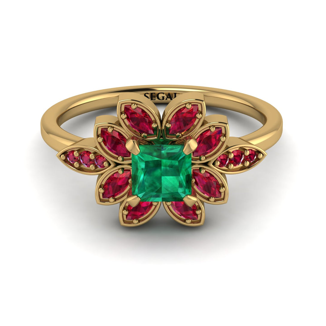 Floral Nature Inspired Emerald Ring - Carol No. 49