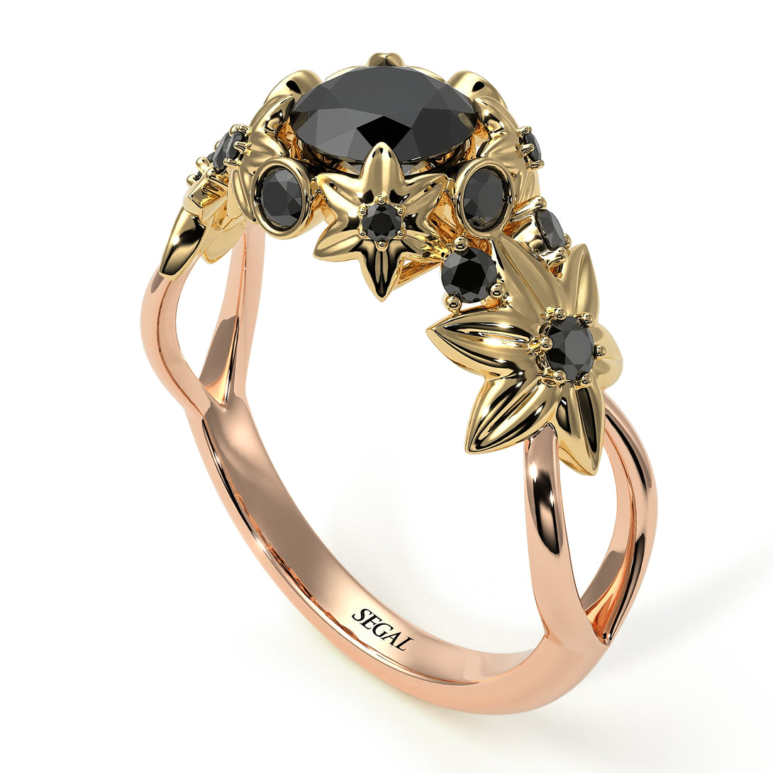 Two Tones Flowers And Branches Diamond Ring - Katherine no. 22