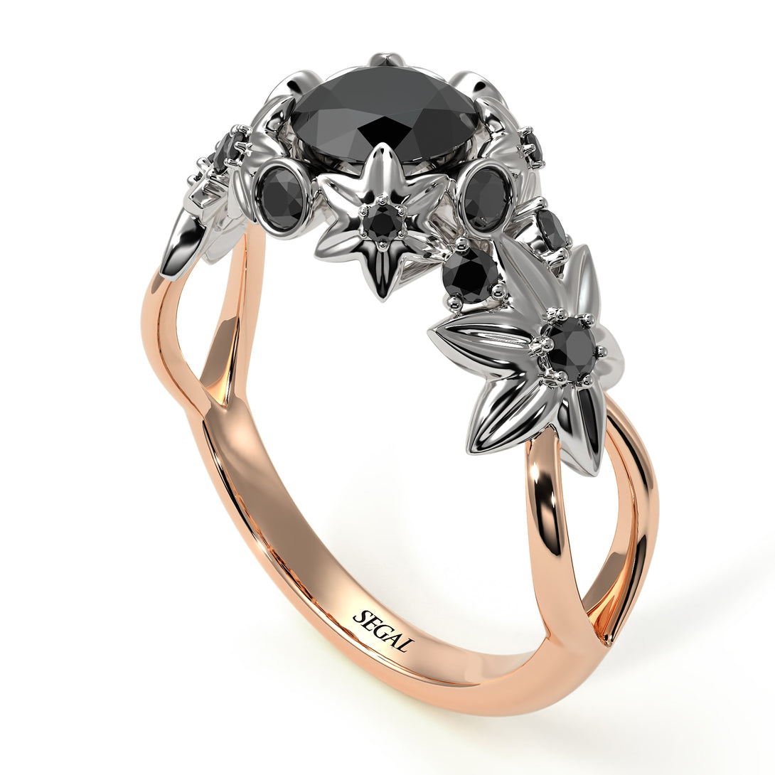 Two Tones Flowers And Branches Diamond Ring - Katherine no. 24
