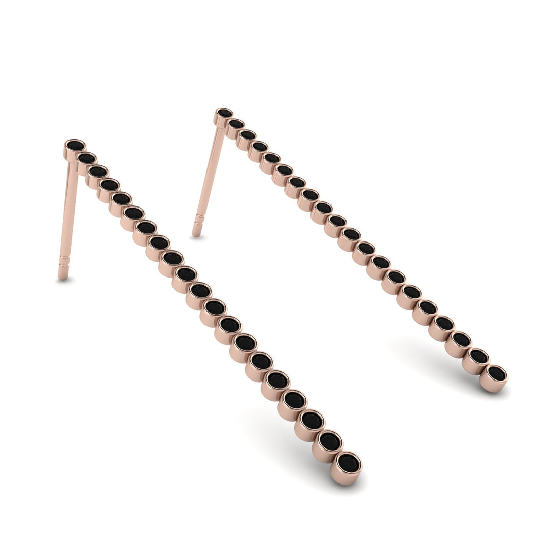 Stud Long Bezel Black Diamond Earrings - Salma No. 8
