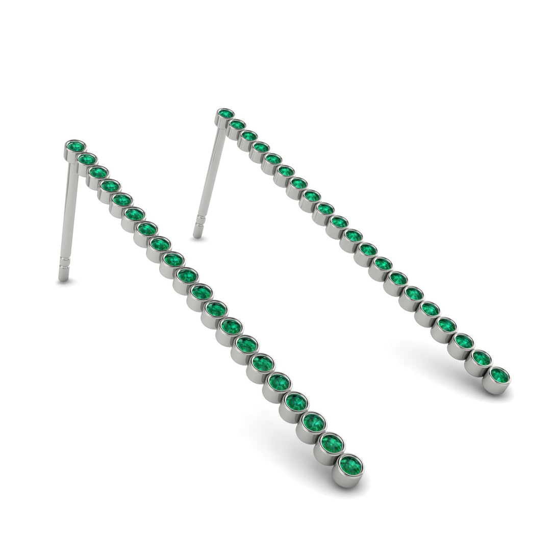 Stud Long Bezel Emerald Earrings - Salma No. 6