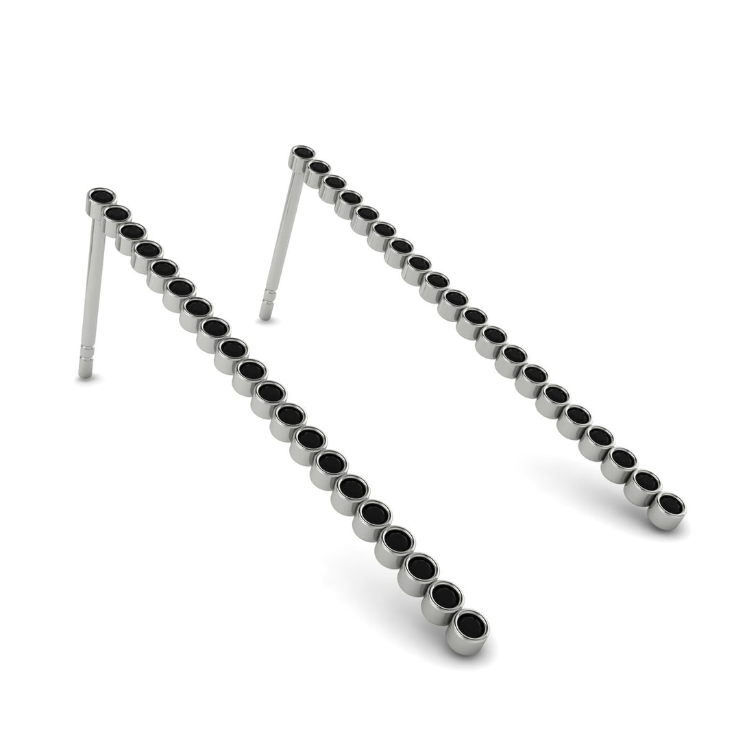 Stud Long Bezel Black Diamond Earrings - Salma No. 9
