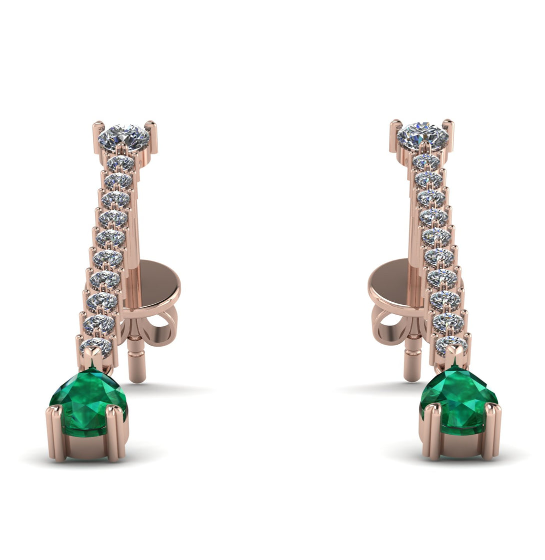 Hanging Oval Emerald Earrings - Tatiana No. 17