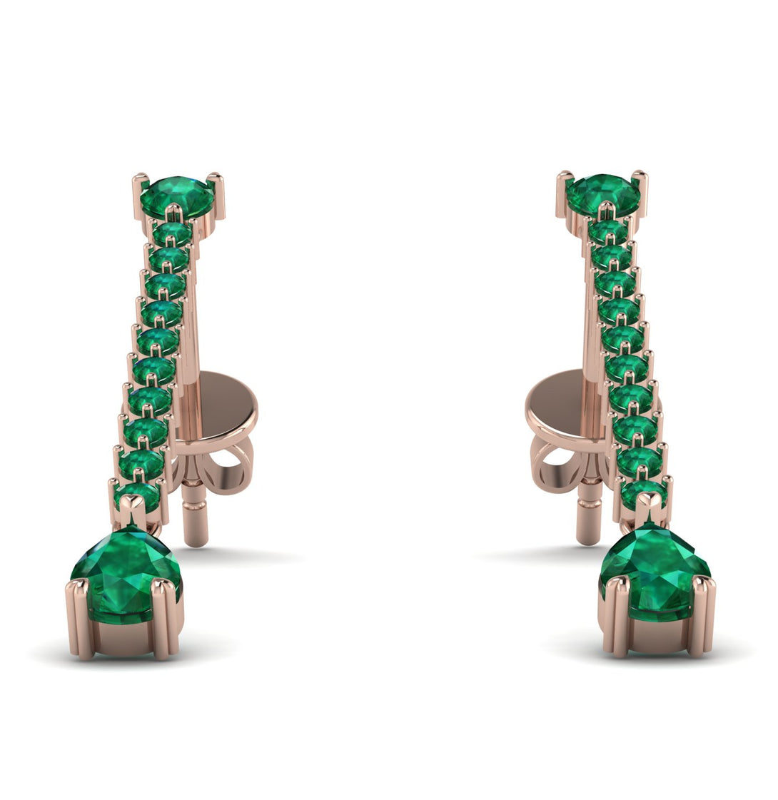 Hanging Oval Emerald Earrings - Tatiana No. 20