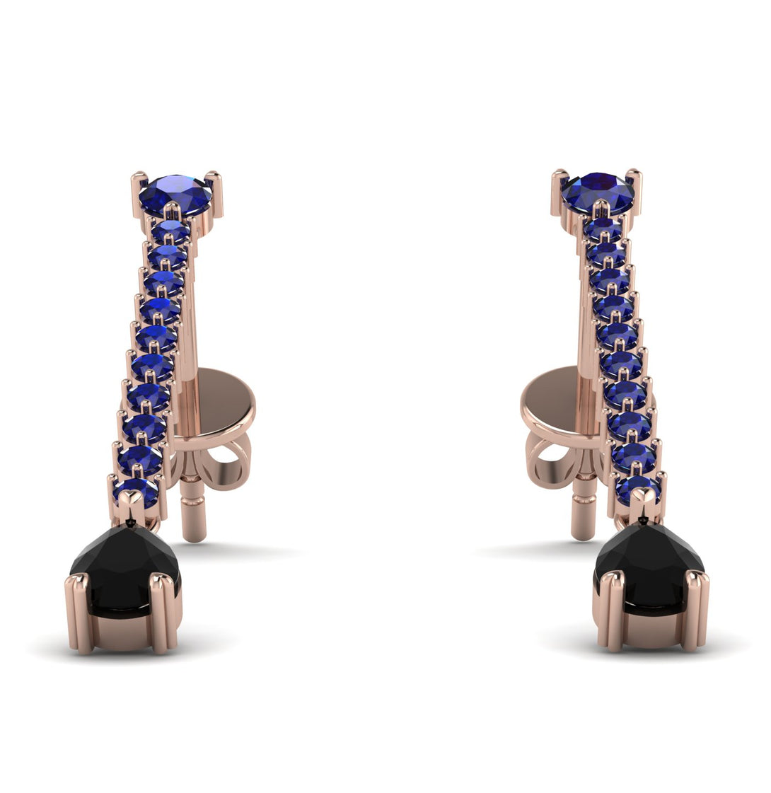 Hanging Oval Black Diamond Earrings - Tatiana No. 44